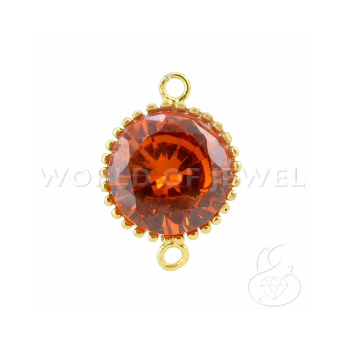 Componente Connettore Di Argento 925 Cabochon Cubic Zirconia Tondo 14mm 2pz Dorato Arancio-CABOCHON BORDATI E INCASTONATI | Worldofjewel.com