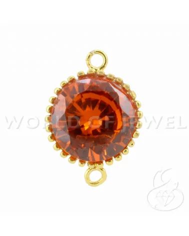 Componente Connettore Di Argento 925 Cabochon Cubic Zirconia Tondo 14mm 2pz Dorato Arancio-CABOCHON BORDATI E INCASTONATI | Worldofjewel.com