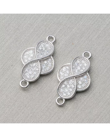 Componente Connettore Di Argento 925 Con Zirconi Infinito Con 2 Anellini 10x13mm 4pz Rodiato-CONNETTORI PAVE' | Worldofjewel.com