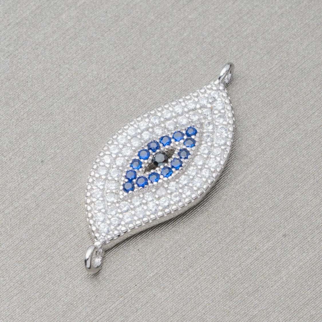 Componente Connettore Di Argento 925 Con Zirconi Occhio Con 2 Anellini 10x20mm 4pz Rodiato-CONNETTORI PAVE' | Worldofjewel.com