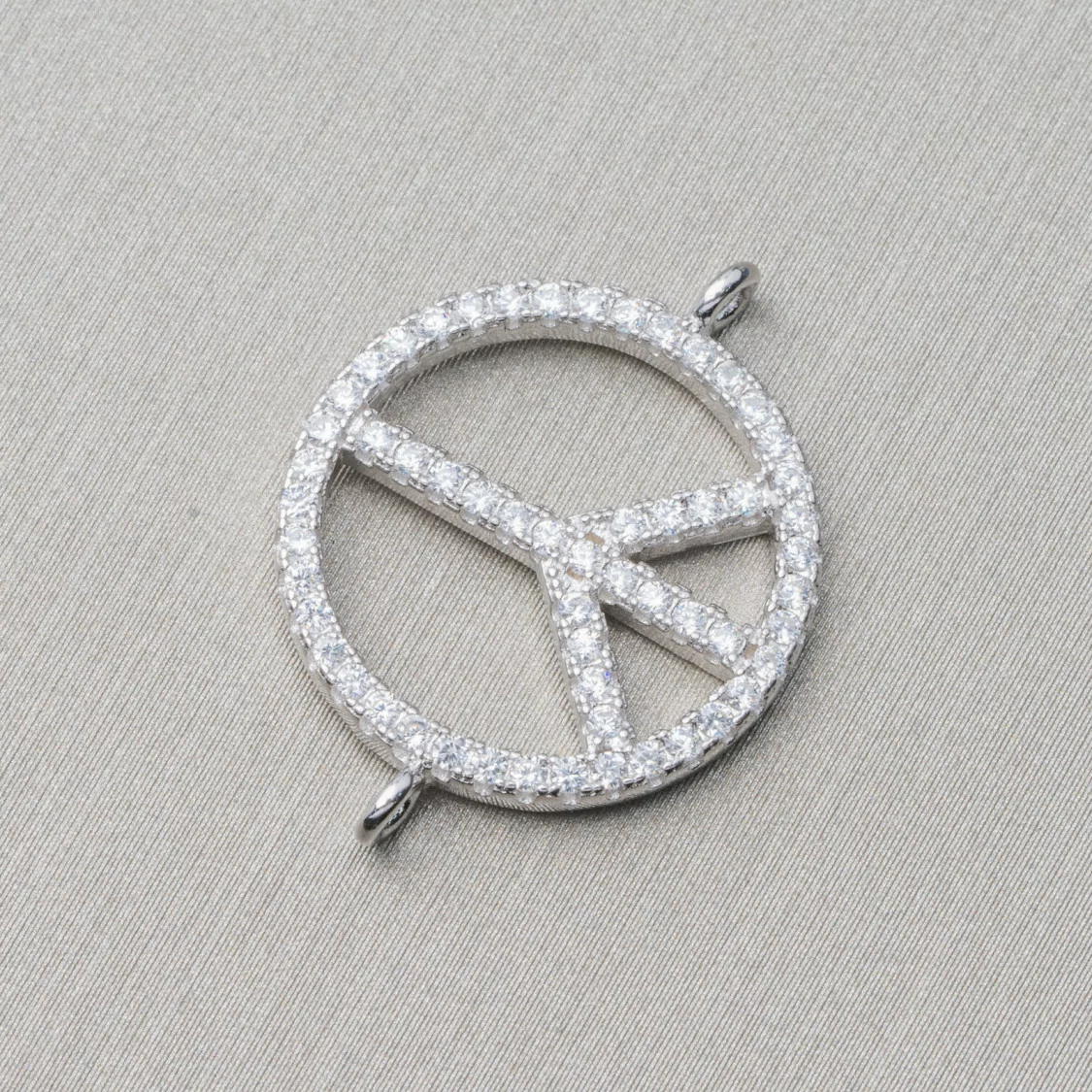 Componente Connettore Di Argento 925 Con Zirconi Pace 22x18mm 3pz Rodiato-CONNETTORI PAVE' | Worldofjewel.com