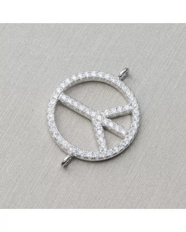 Componente Connettore Di Argento 925 Con Zirconi Pace 22x18mm 3pz Rodiato-CONNETTORI PAVE' | Worldofjewel.com