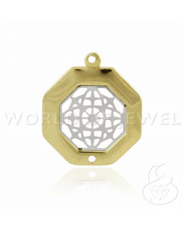 Componente Di Acciaio Esagono 18mm 36pz Dorato-CONNETTORI LISCI | Worldofjewel.com