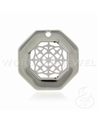 Componente Di Acciaio Esagono 23mm 28pz Rodiato-CONNETTORI LISCI | Worldofjewel.com