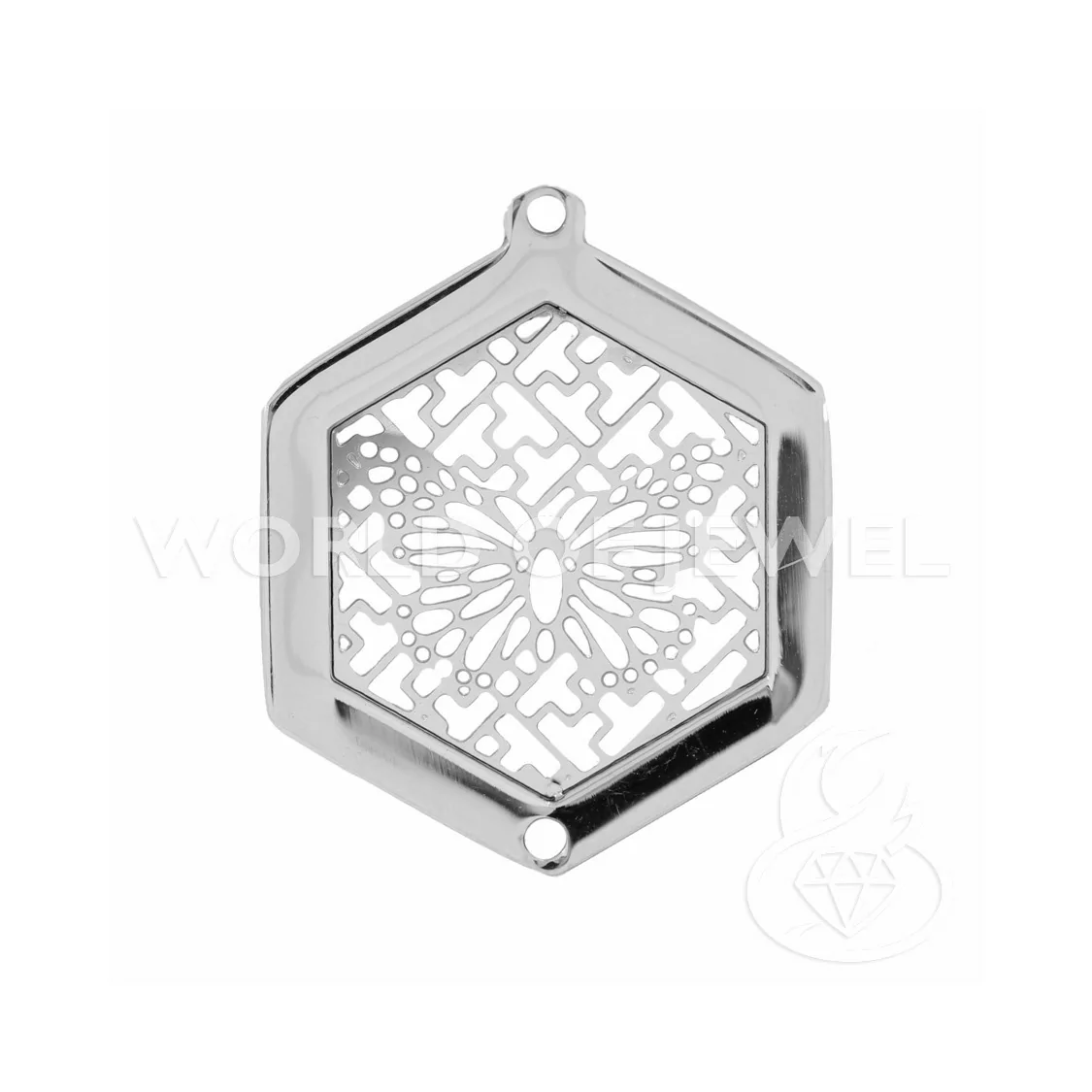 Componente Di Acciaio Esagono Forato Pendente 25mm 28pz-CONNETTORI LISCI | Worldofjewel.com