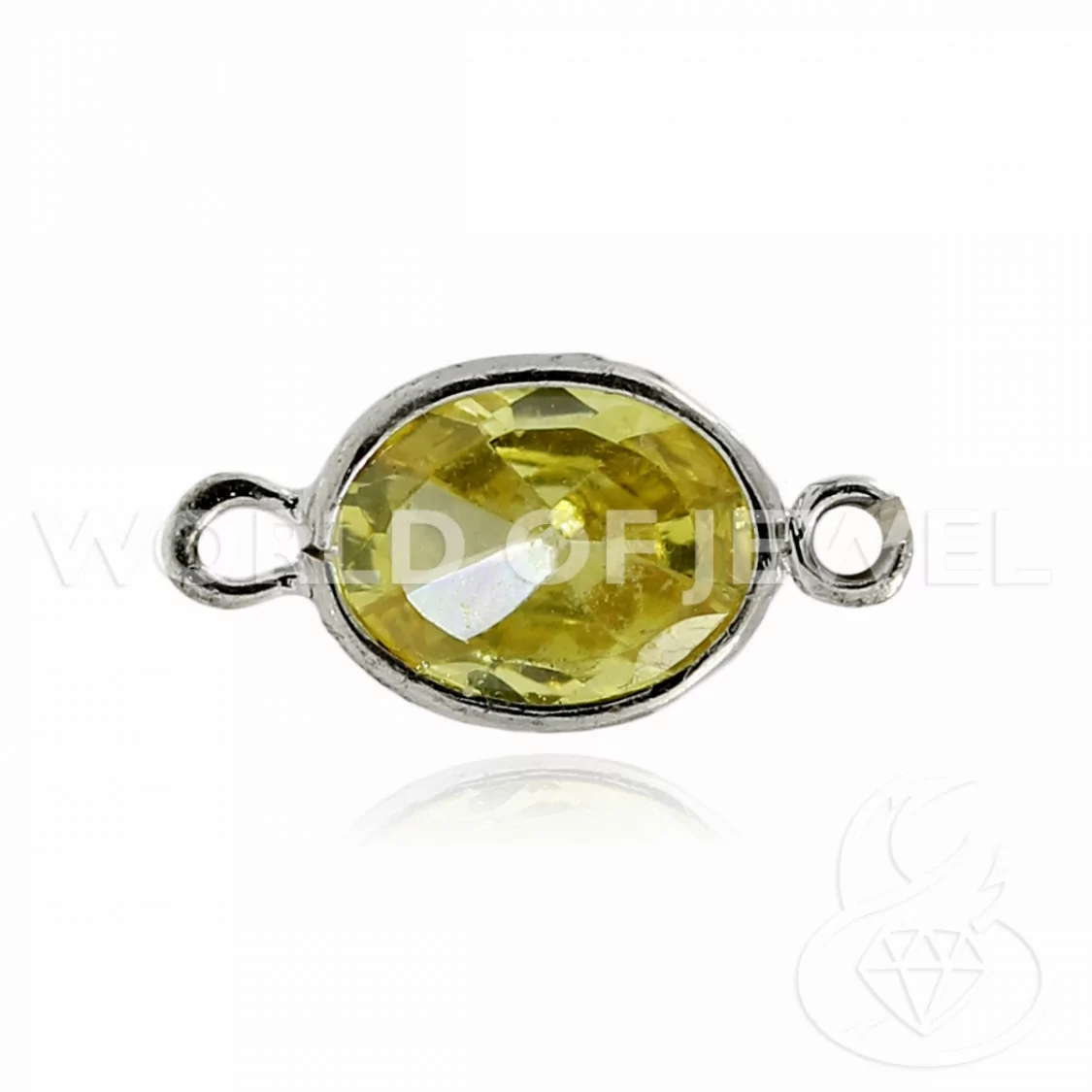 Componente Di Argento 925 Con Zircone Ovale 08x10mm 6pz Rodiato Giallo-CONNETTORI CON PIETRE | Worldofjewel.com