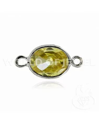 Componente Di Argento 925 Con Zircone Ovale 08x10mm 6pz Rodiato Giallo-CONNETTORI CON PIETRE | Worldofjewel.com