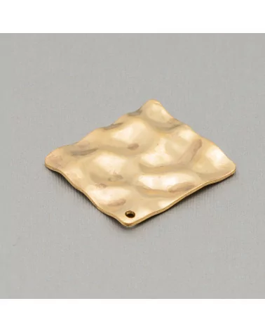 Componente Di Bronzo Pendente Con Un Foro Rombo Battuto 35mm 30pz-CONNETTORI LISCI | Worldofjewel.com