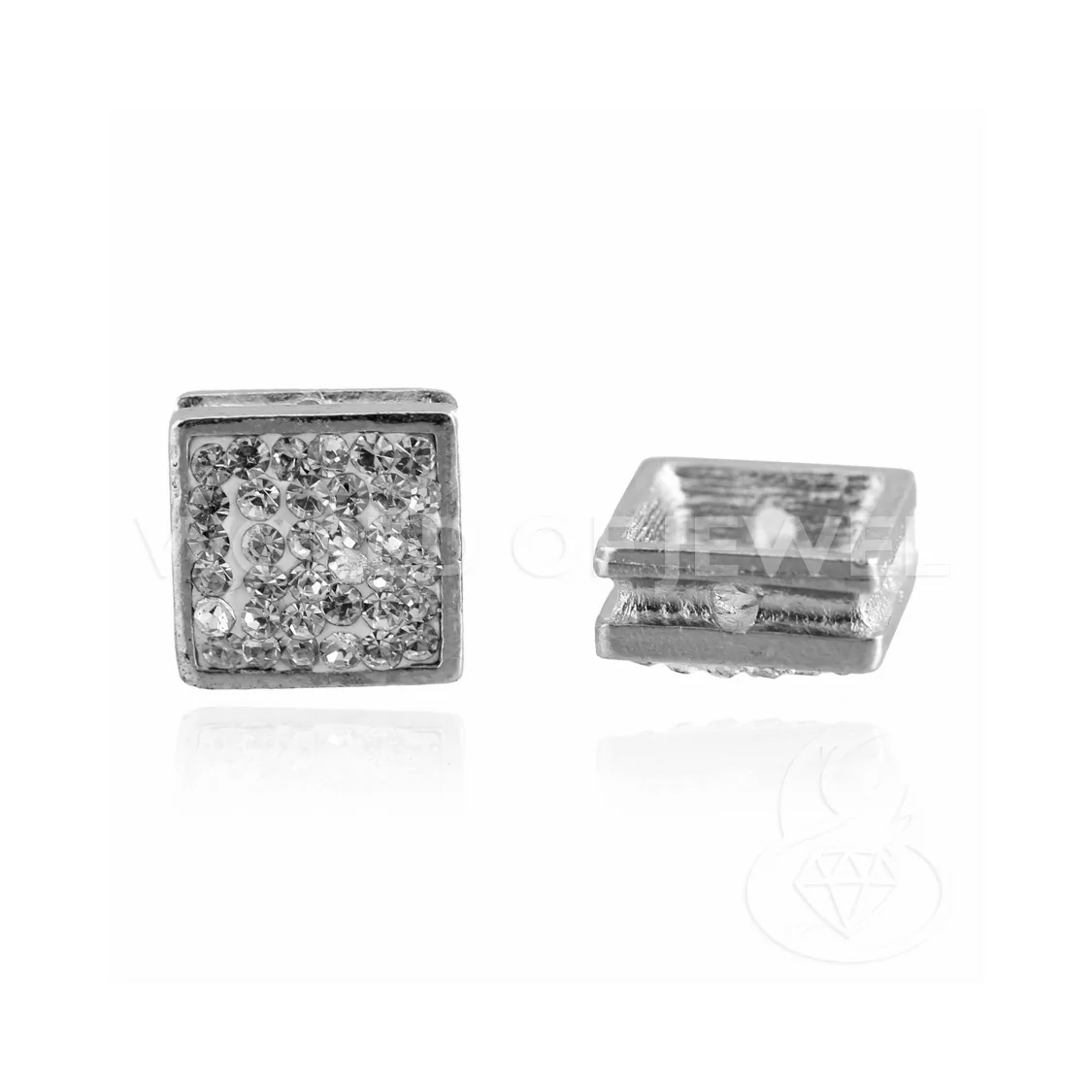 Componente Distanziatore Di Ottone E Strass Con Foro Passante Quadrato 12mm 30pz-CONNETTORI LISCI | Worldofjewel.com