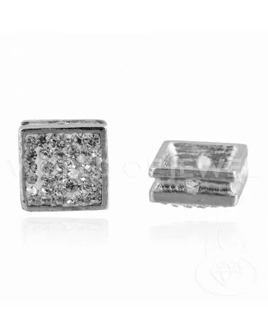 Componente Distanziatore Di Ottone E Strass Con Foro Passante Quadrato 12mm 30pz-CONNETTORI LISCI | Worldofjewel.com