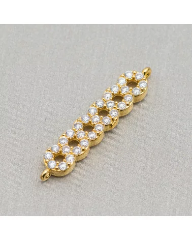 Componenti Di Ottone Con Zirconi 6 Anelli 05x22mm 10pz Dorato-CONNETTORI PAVE' | Worldofjewel.com