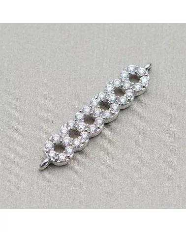 Componenti Di Ottone Con Zirconi 6 Anelli 05x22mm 10pz Rodiato-CONNETTORI PAVE' | Worldofjewel.com