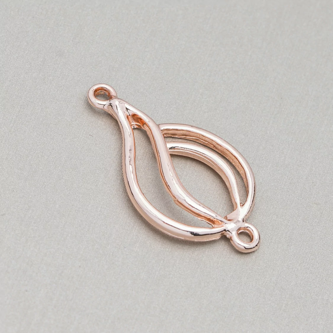 Componenti Di Zama A 2 Anellini Ampolla 18x33mm 45pz Oro Rosa-CONNETTORI LISCI | Worldofjewel.com