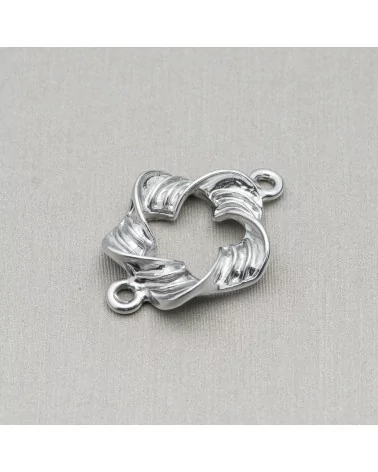 Componenti Di Zama A 2 Anellini Fiore Forato Ondulato 18x26mm 45pz Silver-CONNETTORI LISCI | Worldofjewel.com