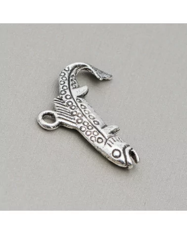 Componenti Di Zama Con Un Anello Pesce 20x25mm 30pz Rodiato-CONNETTORI LISCI | Worldofjewel.com