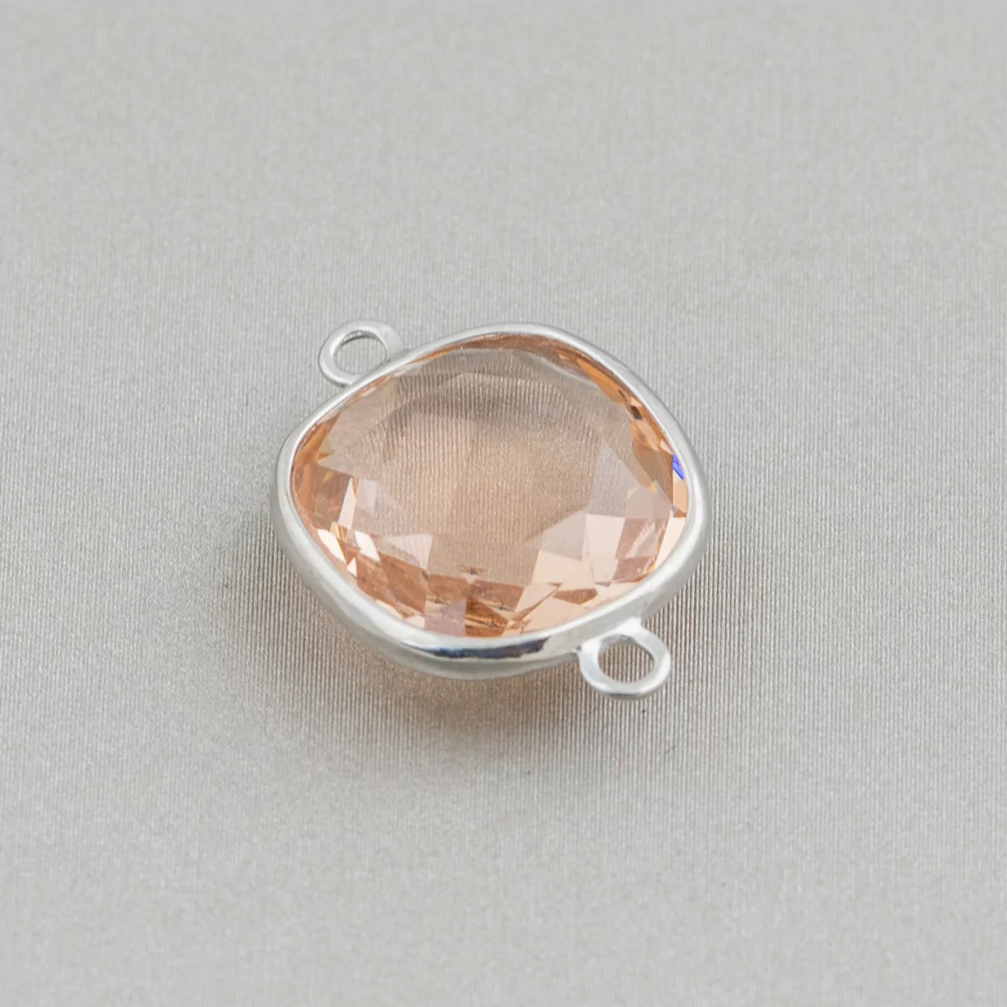 Connettore Componente Cabochon Incastonato Di Cristalli Quadrato 14mm Con 2 Anellini 10pz Rodiato Champagne- QUADRATO | Worldofjewel.com