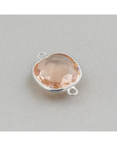 Connettore Componente Cabochon Incastonato Di Cristalli Quadrato 14mm Con 2 Anellini 10pz Rodiato Champagne- QUADRATO | Worldofjewel.com