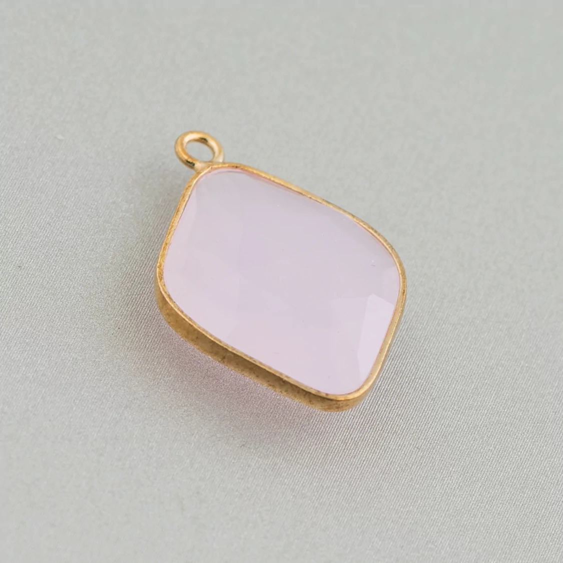 Connettore Componente Cabochon Incastonato Di Cristalli Rombo 17x22mm Con 1 Anellino 10pz Dorato Rosa- ROMBO | Worldofjewel.com