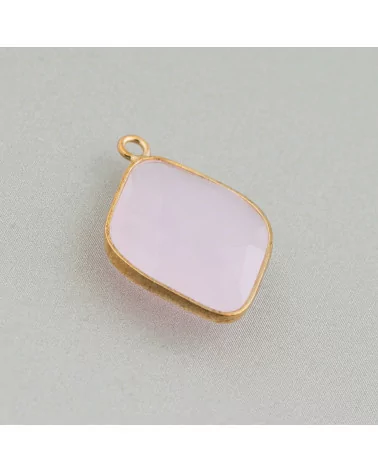 Connettore Componente Cabochon Incastonato Di Cristalli Rombo 17x22mm Con 1 Anellino 10pz Dorato Rosa- ROMBO | Worldofjewel.com