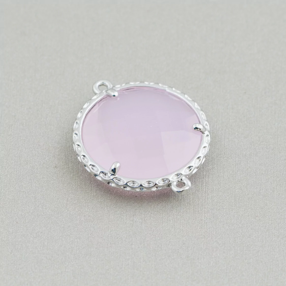 Connettore Componente Di Ottone Con Cristalli Incastonati Tondo 18mm 10pz Rodiato Rosa- TONDO | Worldofjewel.com