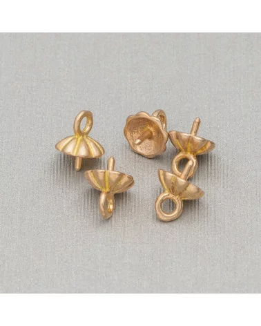 Coppetta Per Pendente Di Bronzo Fiore Con Perno 8,2x6,5mm 60gr 200Pz-GANCI | Worldofjewel.com