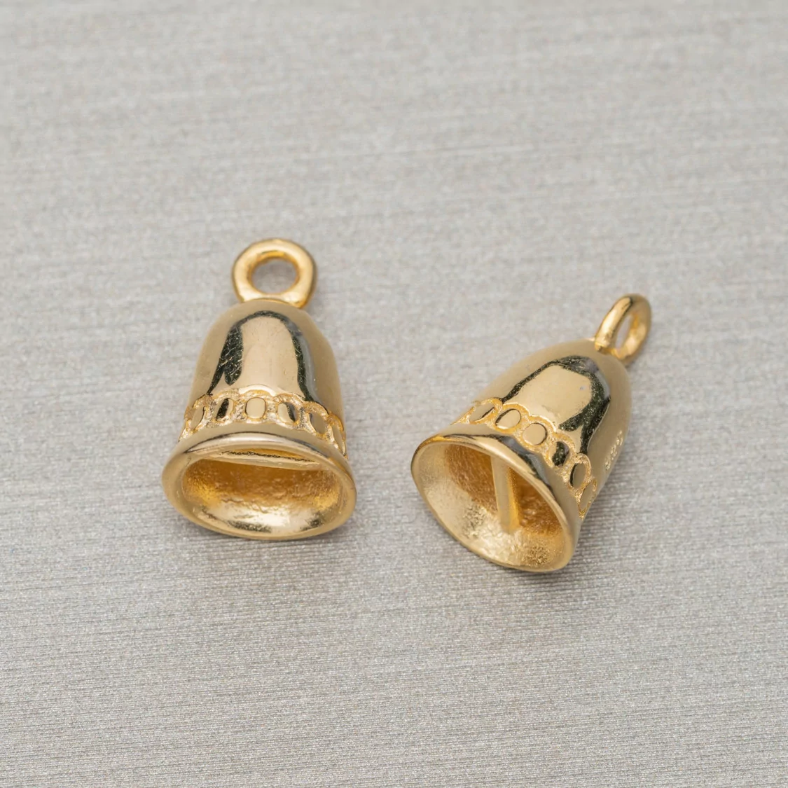 Coppette Di Argento 925 Campana 07x12mm 10pz Dorato-COPPETTE A CAMPANA | Worldofjewel.com