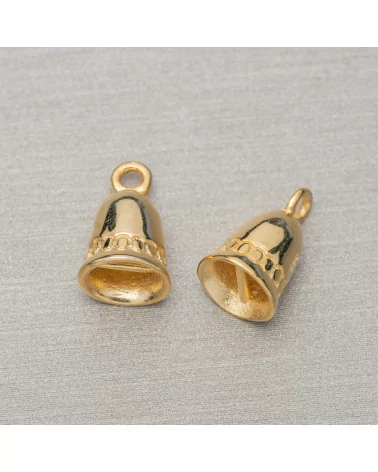 Coppette Di Argento 925 Campana 07x12mm 10pz Dorato-COPPETTE A CAMPANA | Worldofjewel.com