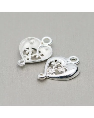 Distanziatore Connettore Di Ottone Cuore 13x20mm 80pz Argentato-CONNETTORI LISCI | Worldofjewel.com