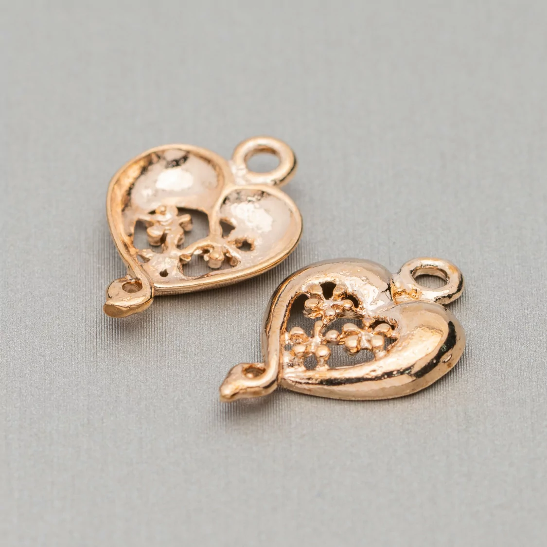 Distanziatore Connettore Di Ottone Cuore 13x20mm 80pz Oro Rosa-CONNETTORI LISCI | Worldofjewel.com