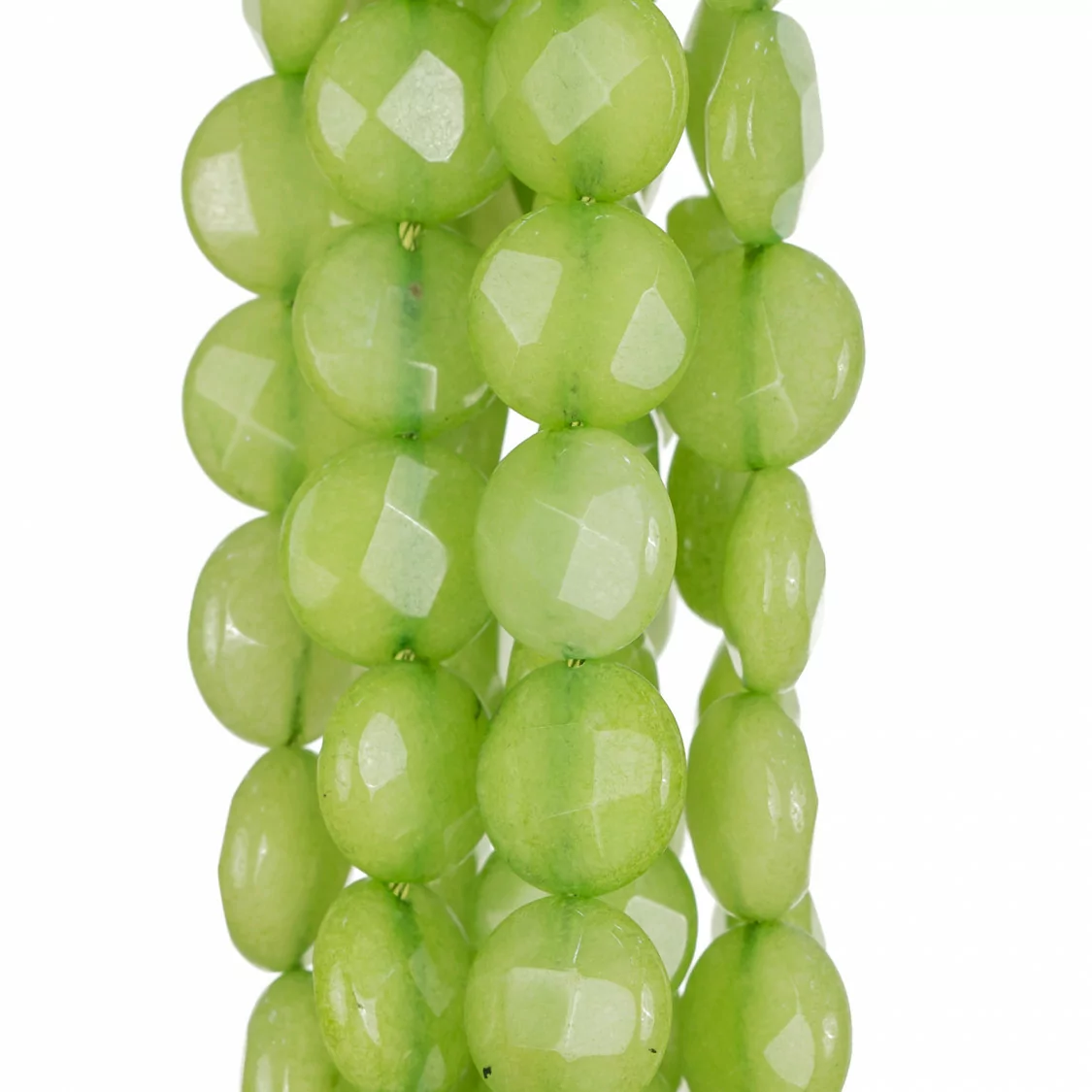 Giada Peridoto Tondo Liscio Piatto Sfaccettato 14mm Non Trasparente-GIADA PERIDOTO | Worldofjewel.com