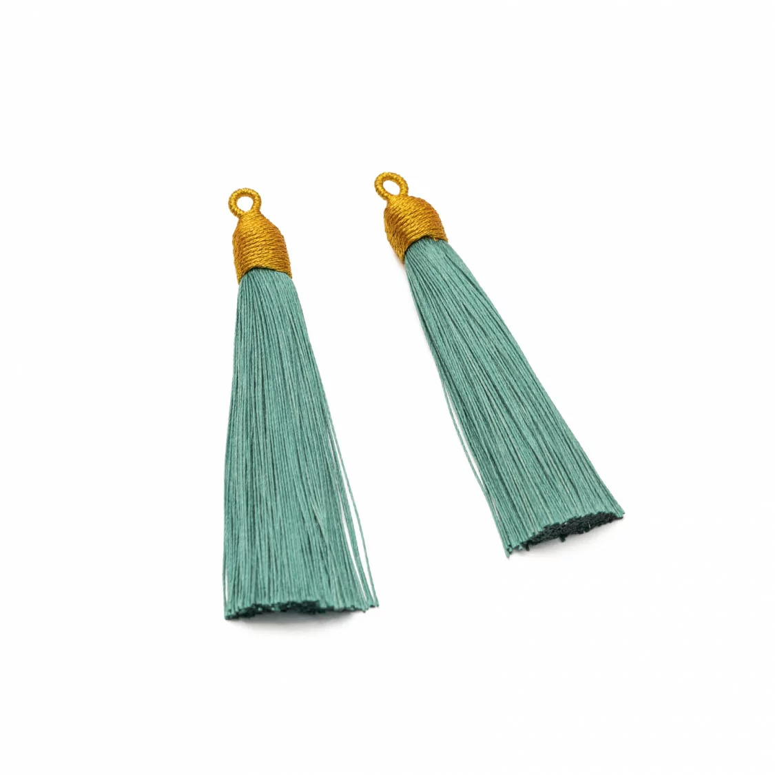 Nappine Con Coppetta Ricamata Dorata 10x85mm 20pz Verde Ottanio Chiaro-NAPPINE | Worldofjewel.com