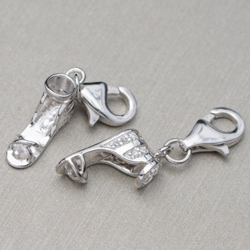 Κρεμαστό 925 Silver Charms Ρόδιο σανδάλι παπούτσι με ζιργκόν 5 τμχ