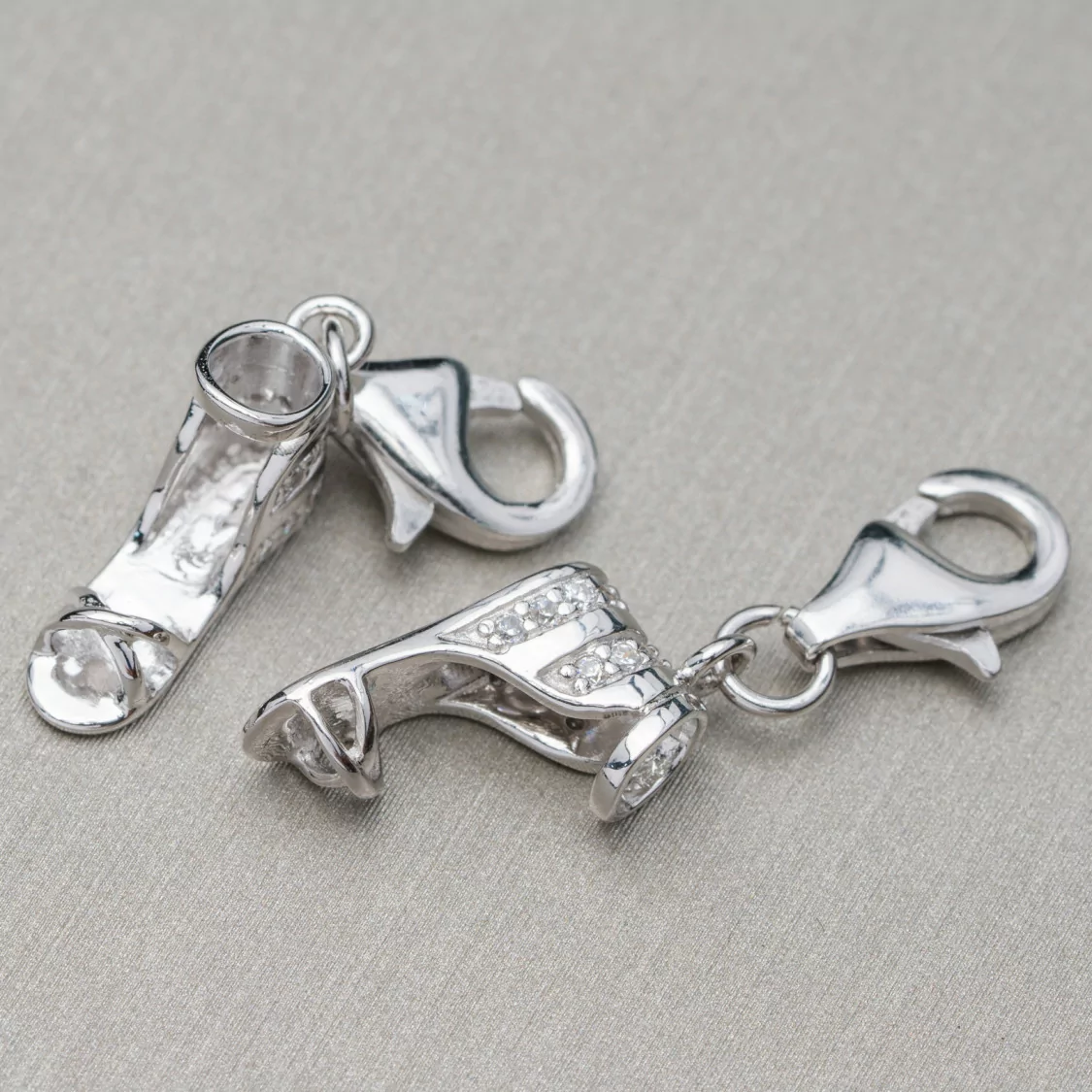 Pendente Charms Di Argento 925 Scarpetta Sandalo Rodiato Con Zirconi 5pz-ARGENTO 925 DESIGN ITALY | Worldofjewel.com