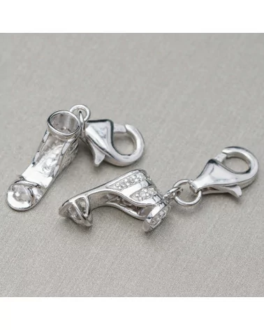 Pendente Charms Di Argento 925 Scarpetta Sandalo Rodiato Con Zirconi 5pz-ARGENTO 925 DESIGN ITALY | Worldofjewel.com