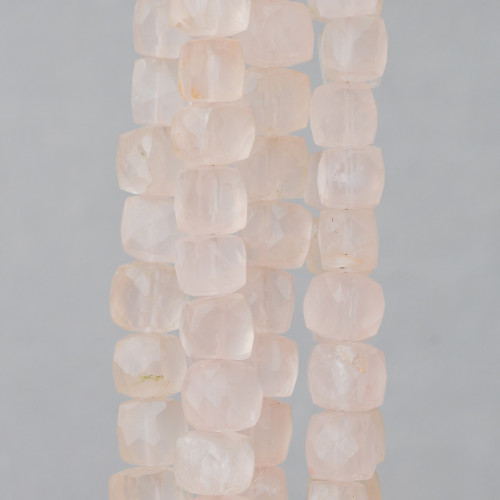 Indian Stones MachineCut Cube Faceted Wire 14-15cm Διάμετρος 8-10mm Rose Quartz