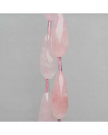 Quarzo Rosa Gocce Briolette Sfaccettate 20x50mm 6pz-QUARZO ROSA | Worldofjewel.com