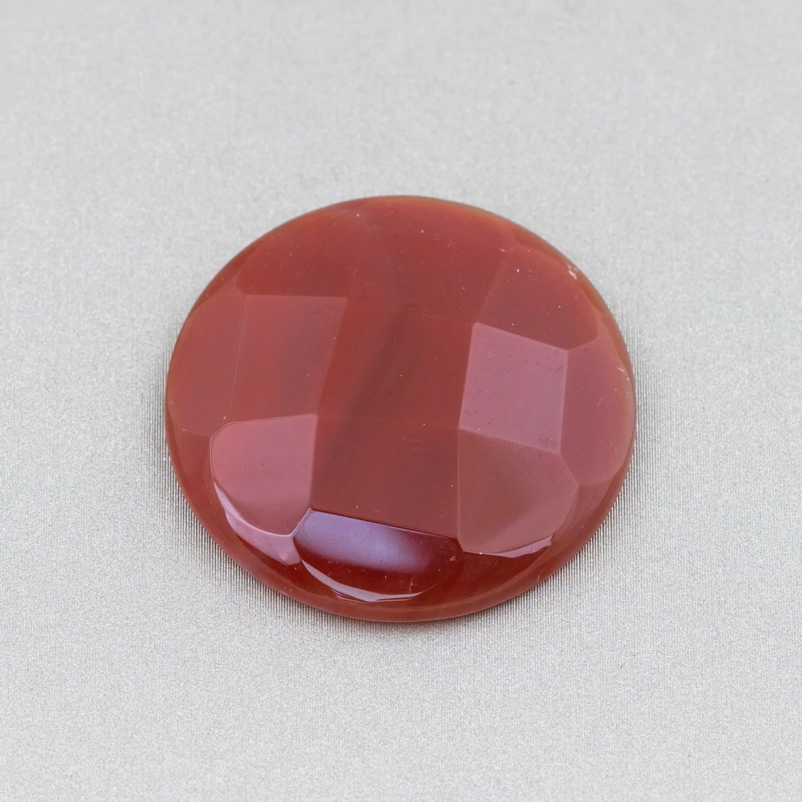 Componente Cabochon Tondo Sfaccettato 30mm 2pz Corniola Rossa- CABOCHON GRANDI | Worldofjewel.com