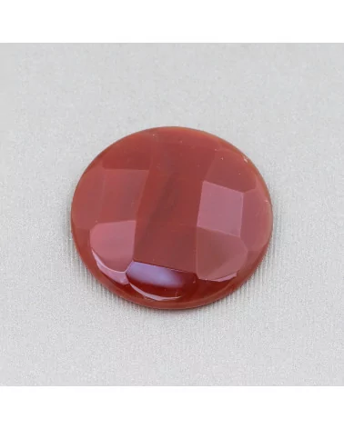 Componente Cabochon Tondo Sfaccettato 30mm 2pz Corniola Rossa- CABOCHON GRANDI | Worldofjewel.com