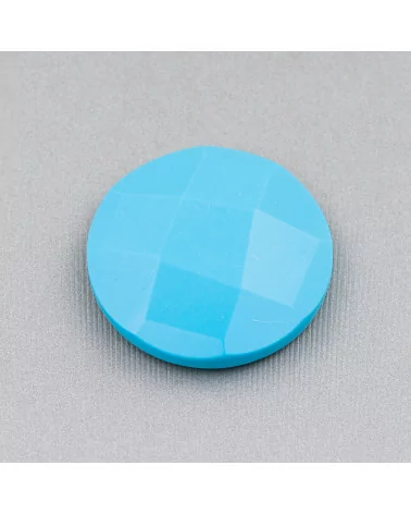 Componente Cabochon Tondo Sfaccettato 30mm 2pz Pasta Di Turchese- CABOCHON GRANDI | Worldofjewel.com