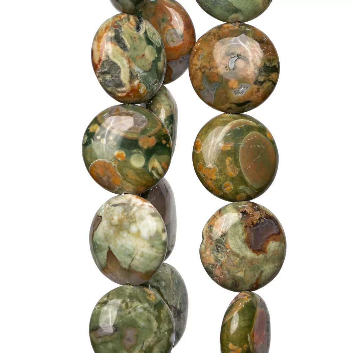 Riolite Tondo Piatto Liscio 14mm Verde-RIOLITE | Worldofjewel.com