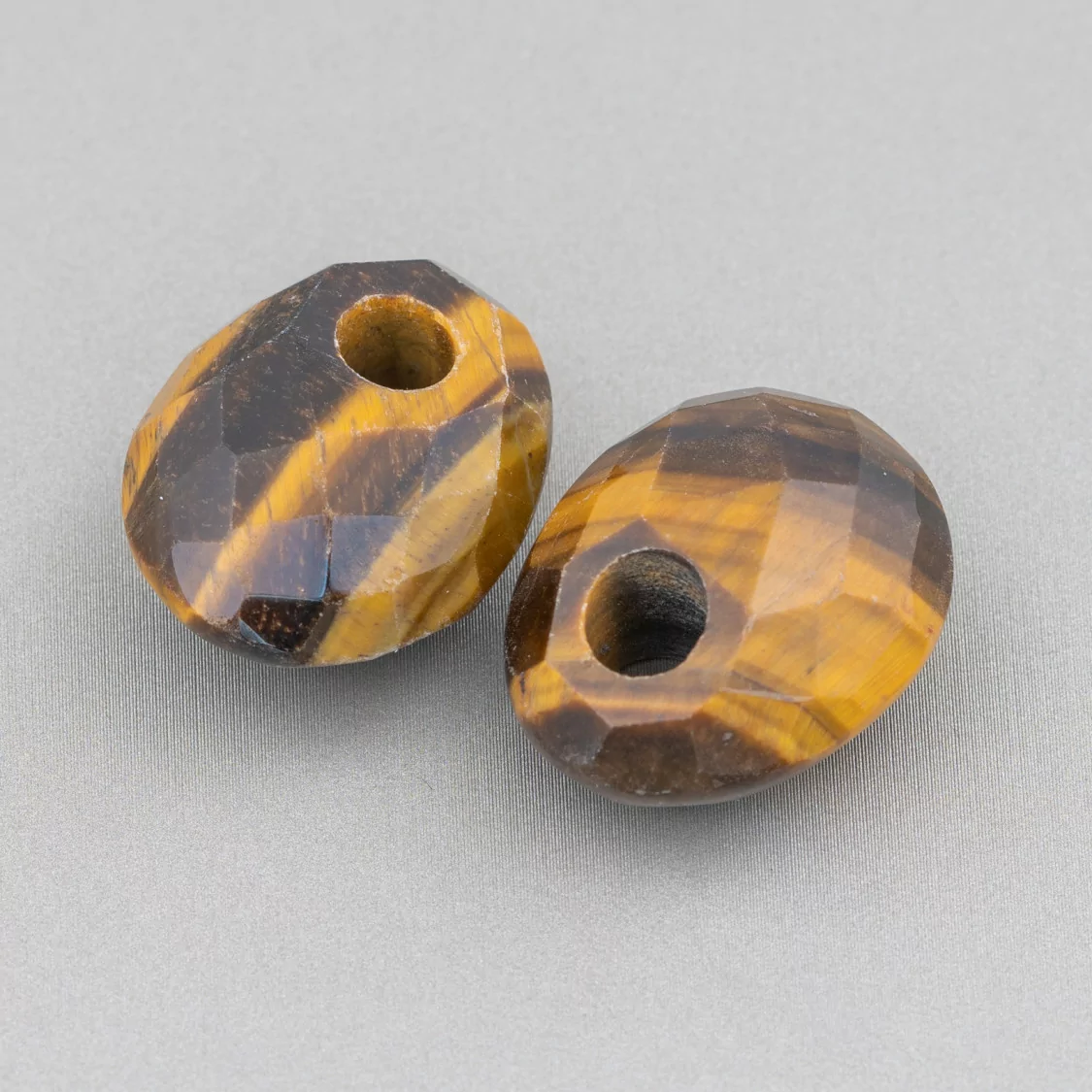 Componente Creola Ovale Sfaccettato 20x25mm Spessore 12mm 3pz Occhio Di Tigre-COMPONENTI DI PIETRE DURE | Worldofjewel.com