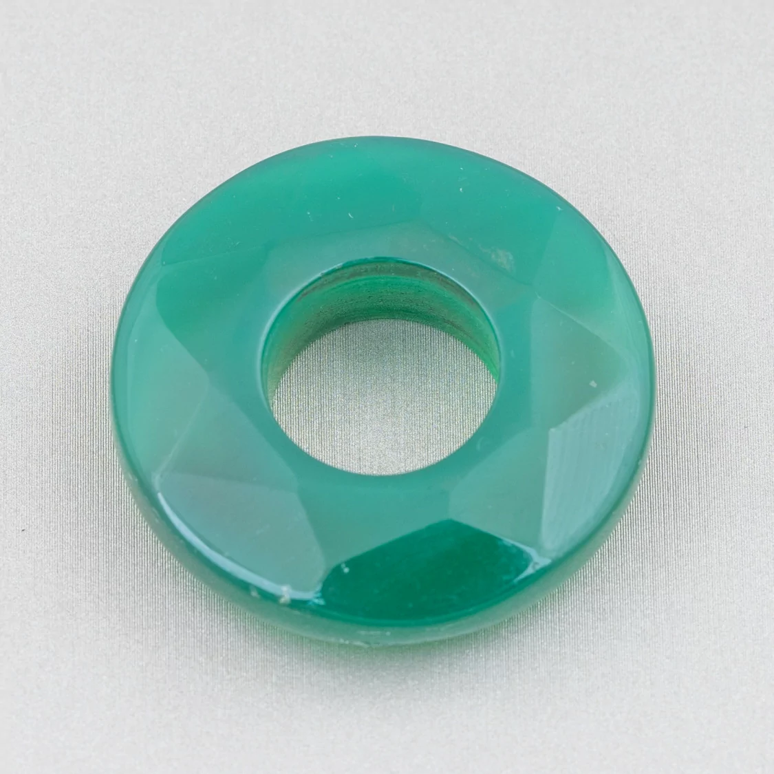 Componente Creola Tondo Forato Sfaccettato 35mm 2pz Agata Verde-COMPONENTI DI PIETRE DURE | Worldofjewel.com