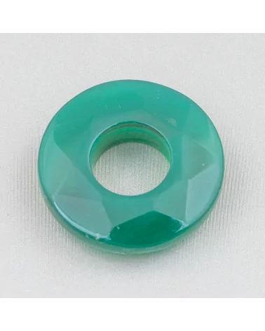 Componente Creola Tondo Forato Sfaccettato 35mm 2pz Agata Verde-COMPONENTI DI PIETRE DURE | Worldofjewel.com