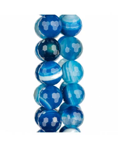 Agata Blu Intenso Striata Perlina Tonda Sfaccettata 16mm-AGATA BLU | Worldofjewel.com