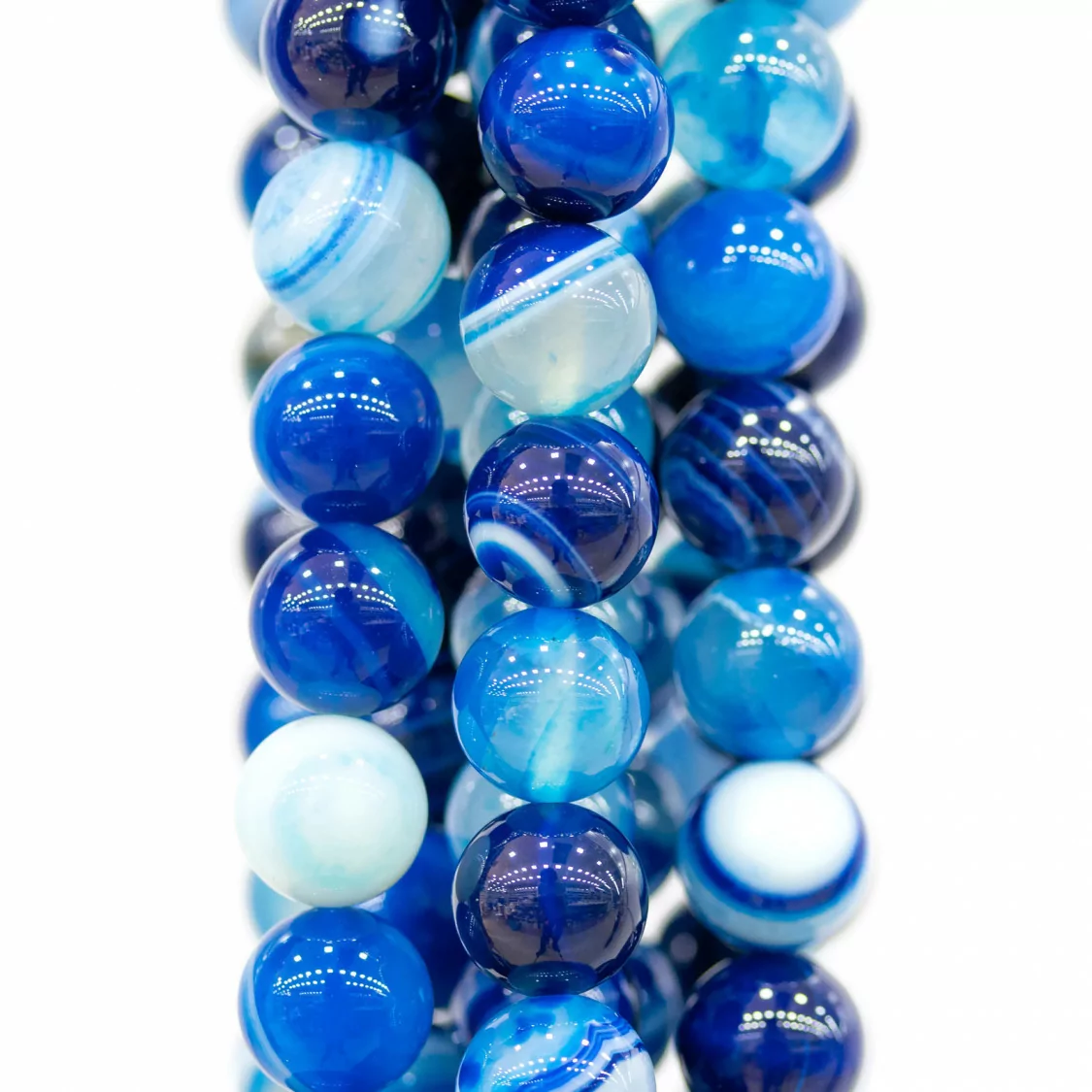 Agata Blu Intenso Striata Tondo Liscio 18mm-AGATA BLU | Worldofjewel.com