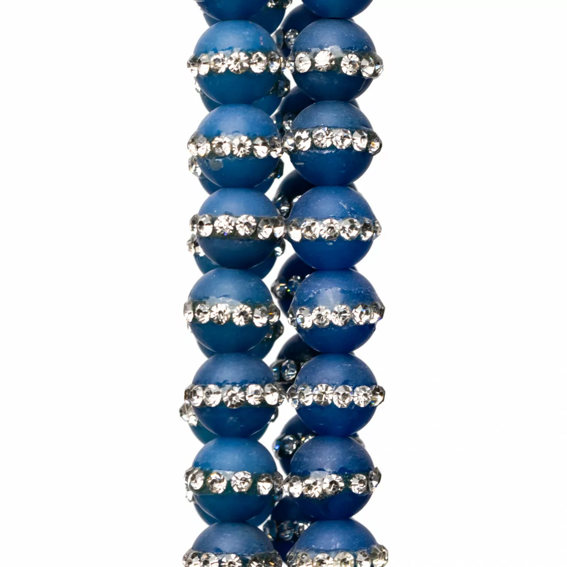 Agata Blu Satinato Con Strass Tondo Liscio 8mm-AGATA BLU | Worldofjewel.com