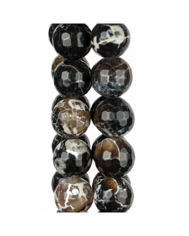 Agata Fuoco Nero Perlina Tonda Sfaccettata 16mm Sfumato Marrone-AGATA FUOCO | Worldofjewel.com