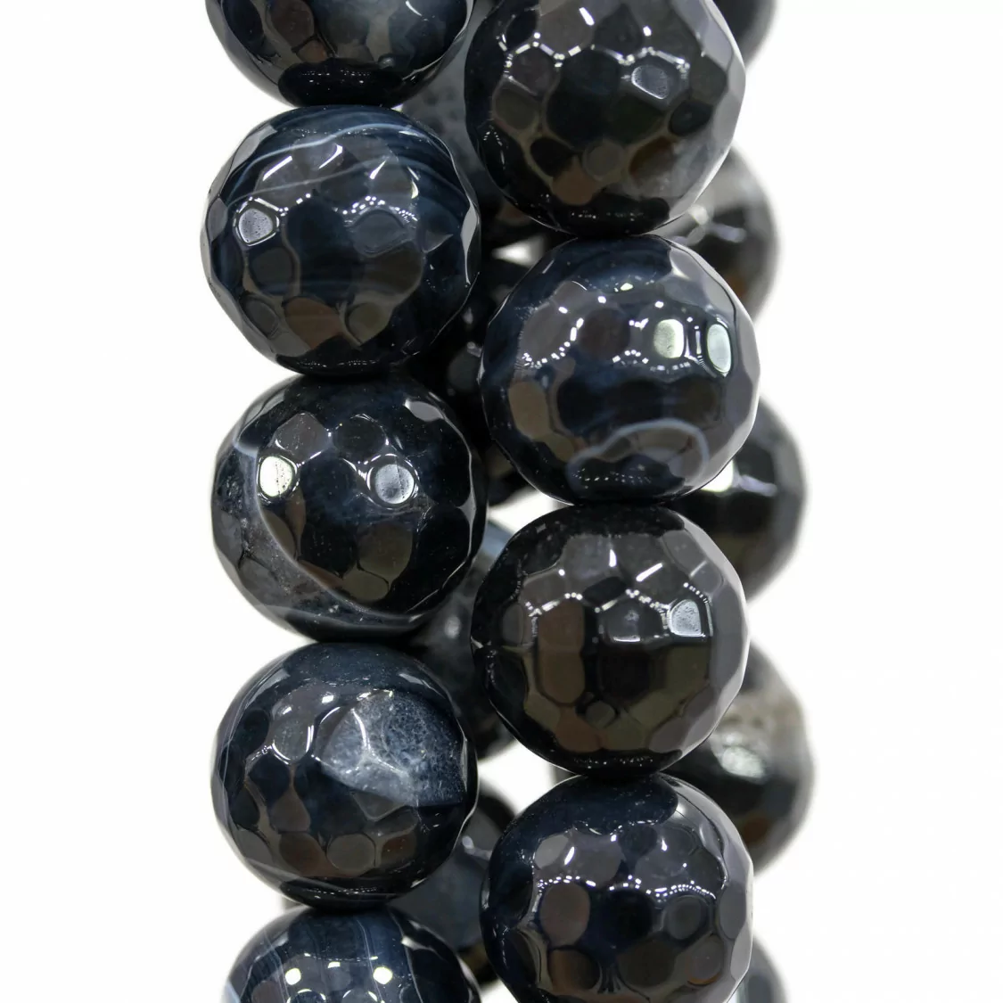 Agata Fuoco Nero Perlina Tonda Sfaccettata 18mm-AGATA FUOCO | Worldofjewel.com