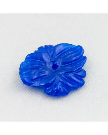 Componente Di Giada Burma Inciso Piastra 1pz Fiore 35x30mm Blu-COMPONENTI DI GIADA BURMA | Worldofjewel.com