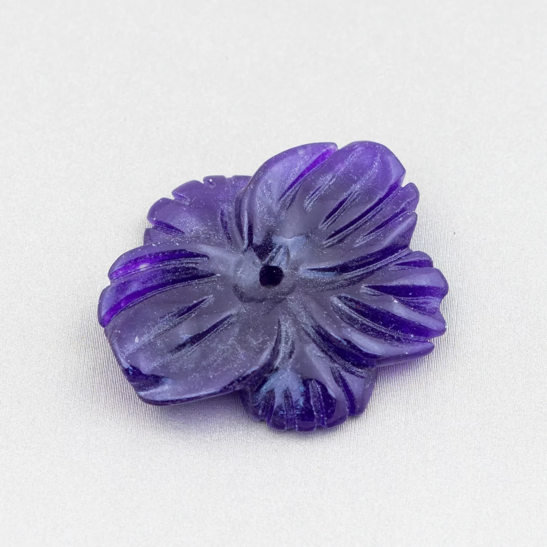 Componente Di Giada Burma Inciso Piastra 1pz Fiore 35x30mm Viola-COMPONENTI DI GIADA BURMA | Worldofjewel.com